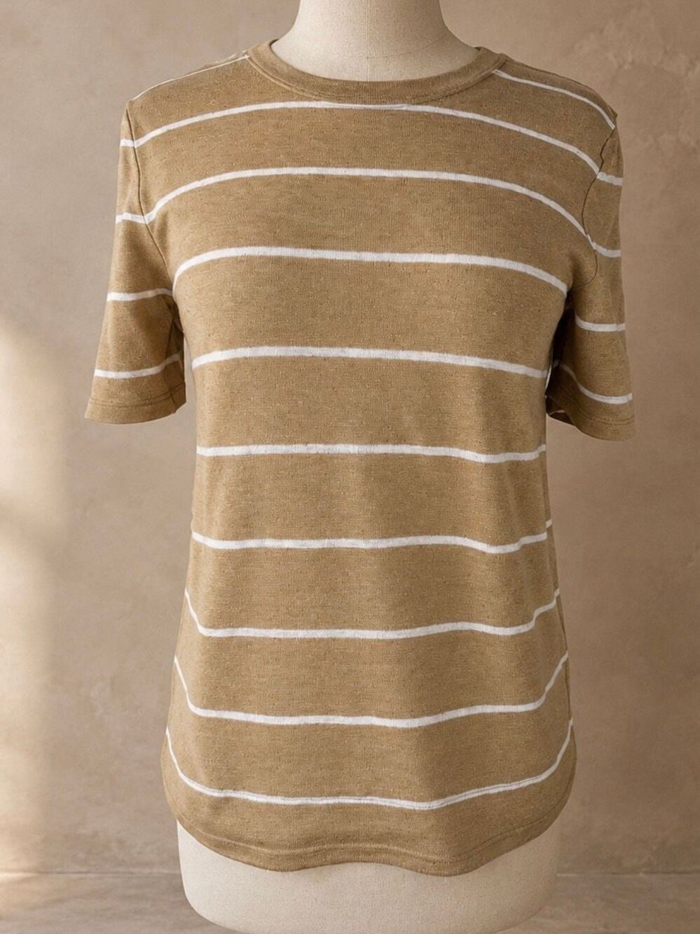 Banana Republic Factory XXS Linen Blend Striped Top Tan White